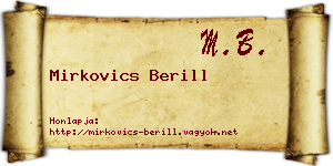 Mirkovics Berill névjegykártya